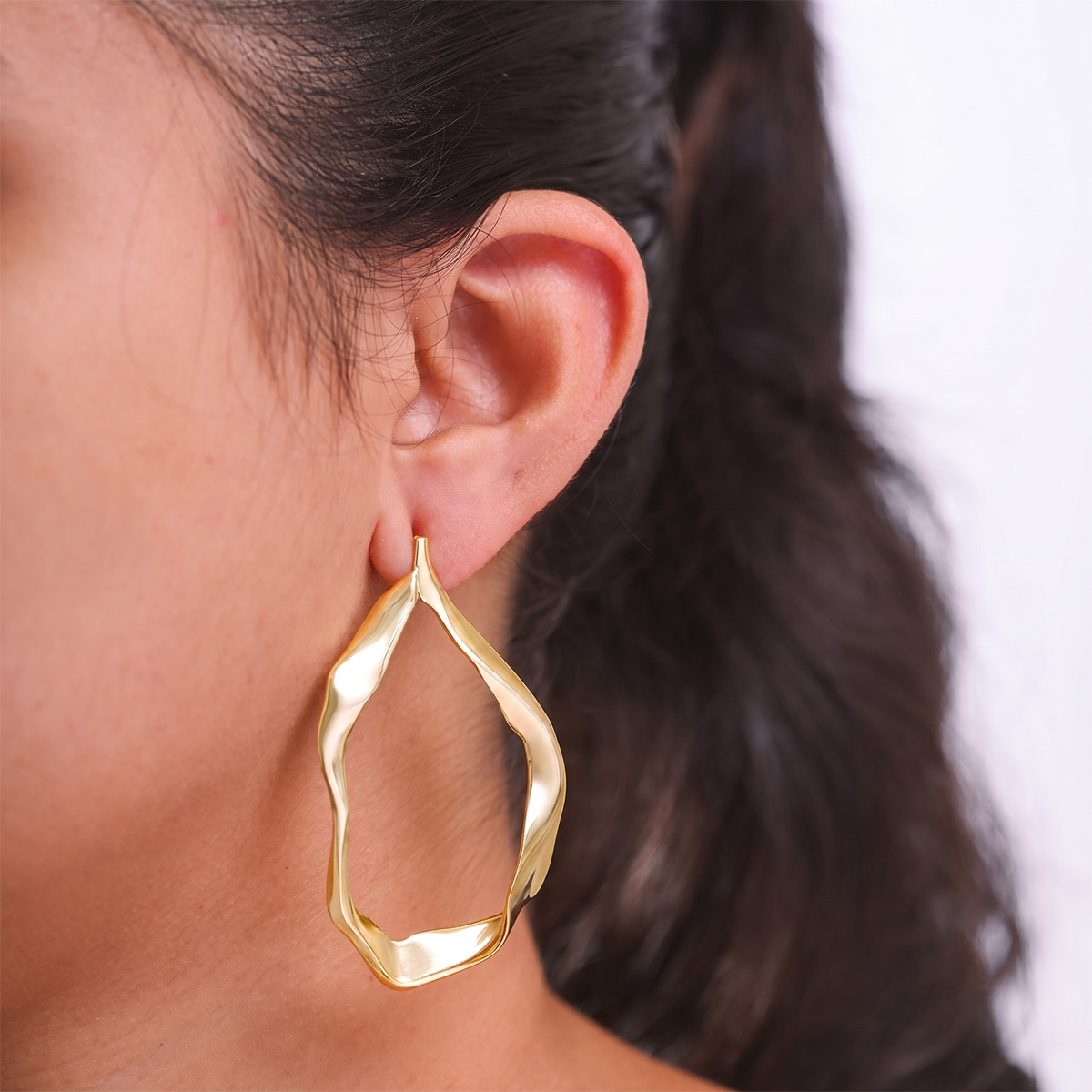 Golden Ripple Hoops - Image 3