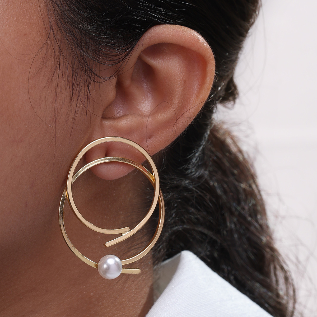 Naira Pearl Hoops - Image 3